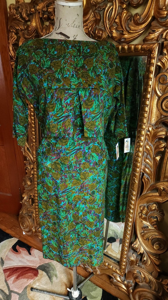 Vintage 50's Morlove Couturier Blouse Green Floral