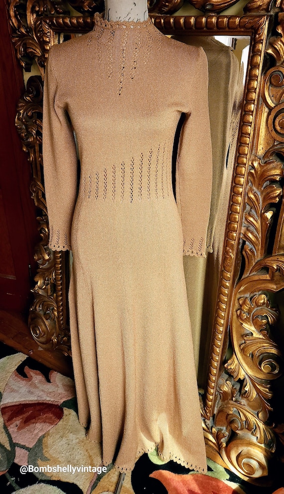 Vintage 70's Miss JoAnn California Tan Cotton Knit