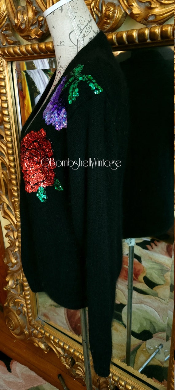 Vintage 80's Work in Progress Black Silk Angora S… - image 2