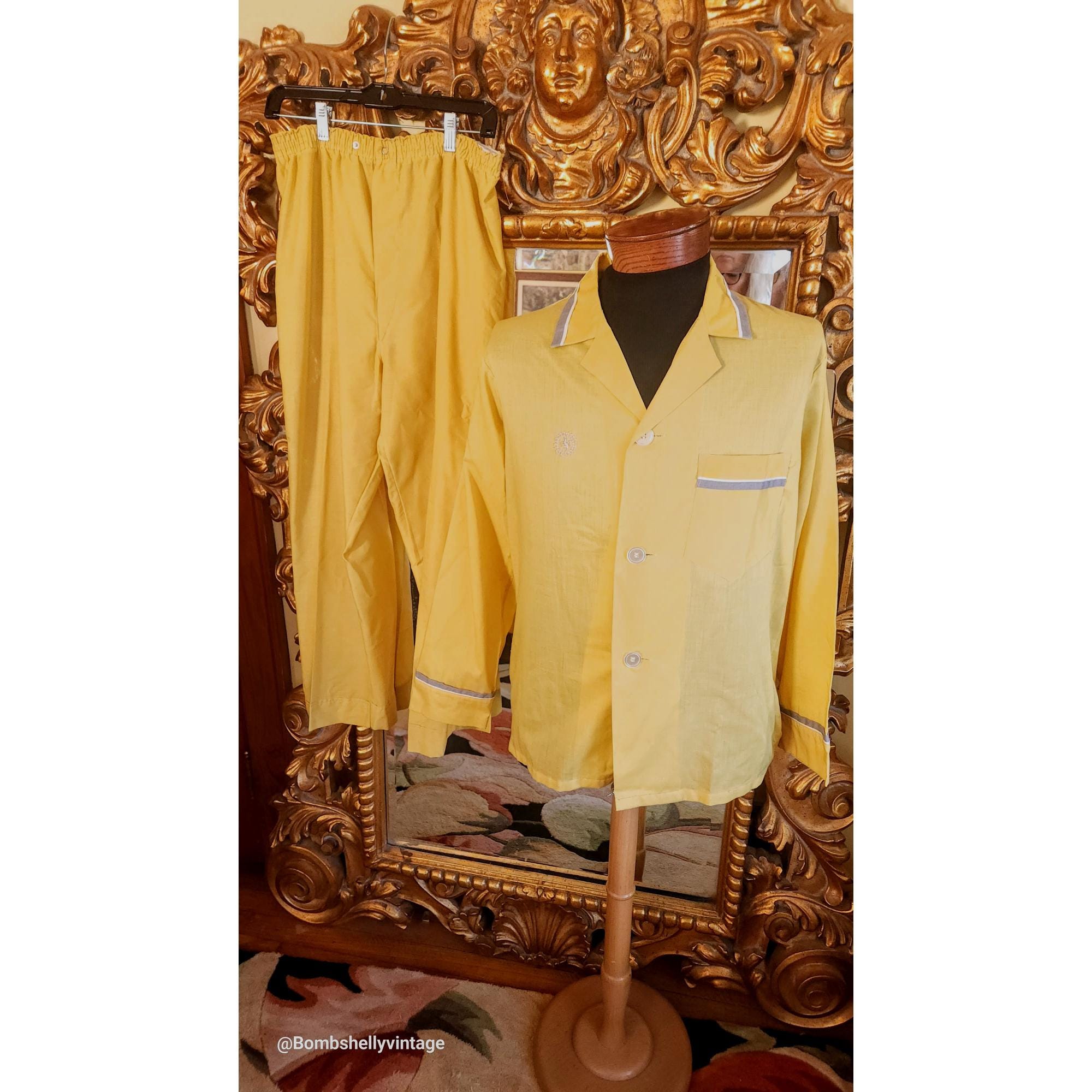 Vintage 50 s Mens Weldon Gold Pajama Set Etsy UK