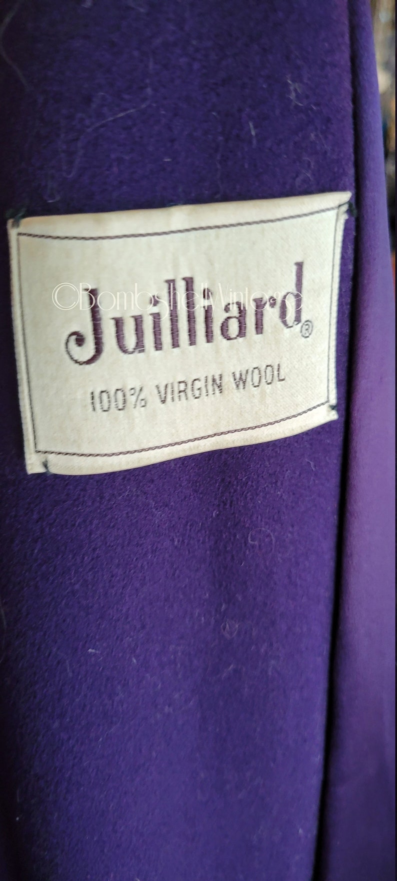 Vintage 40's Julliard Purple Wool Swing Coat with Gray Persian Lamb Collar image 9