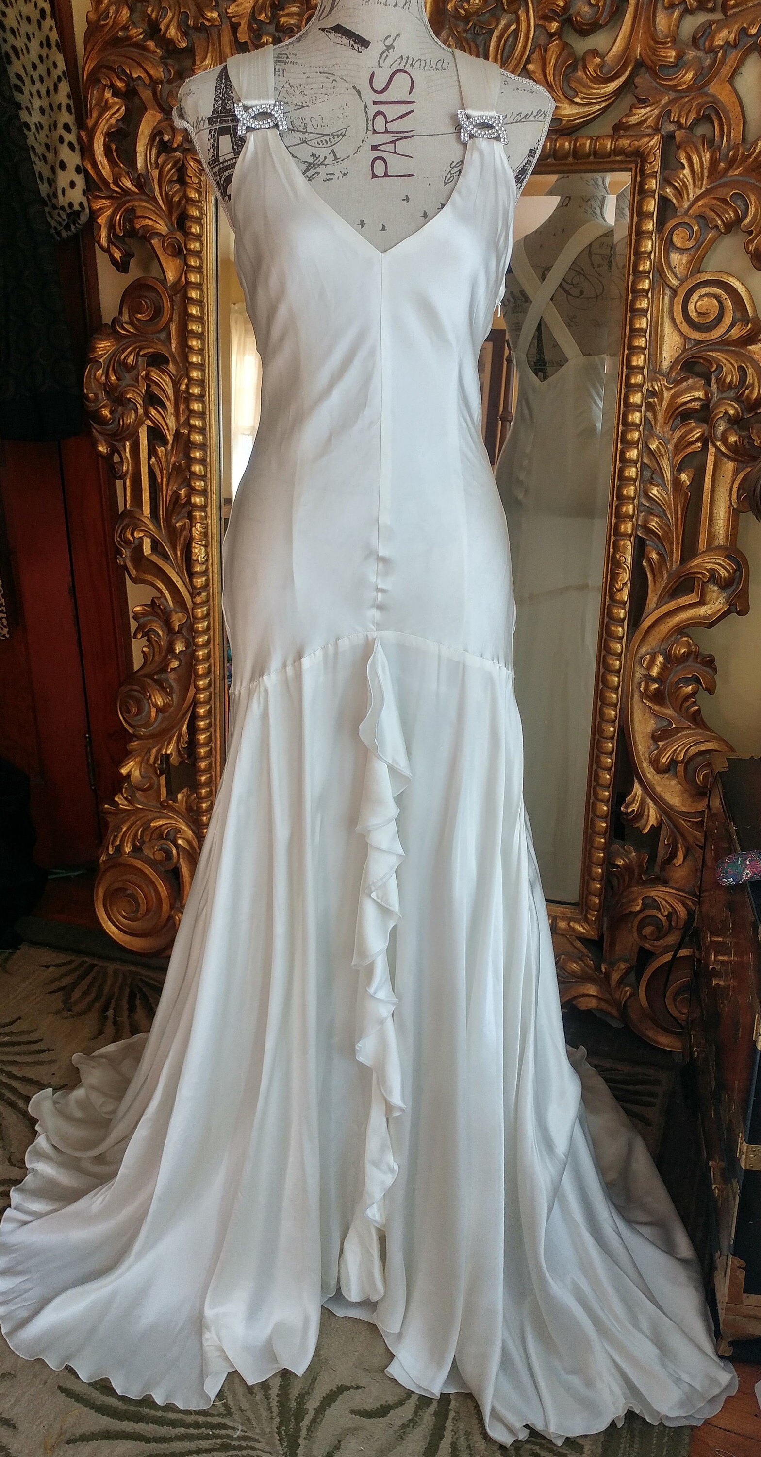 Gorgeous Vintage White Silk Wedding Gown Formal Gown Pageant Etsy