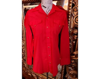 Camisa vaquera roja estilo H Bar C vintage para hombre de los años 60