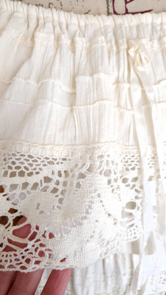 Vintage 70's White Cotton Mexcian Peasant Dress - image 3