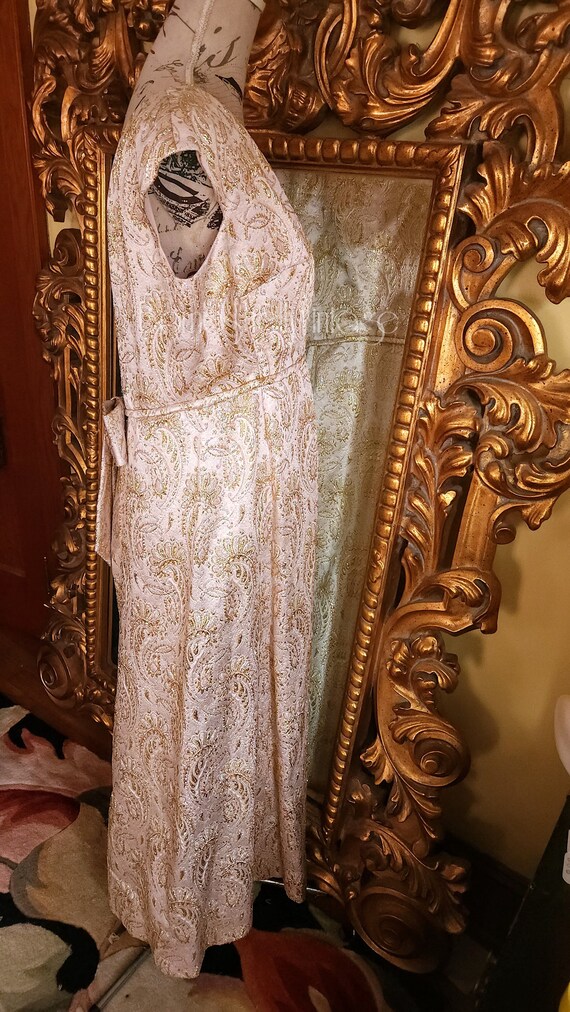 Vintage 60s Montaldos Pale Pink Silk Brocade Gown… - image 2