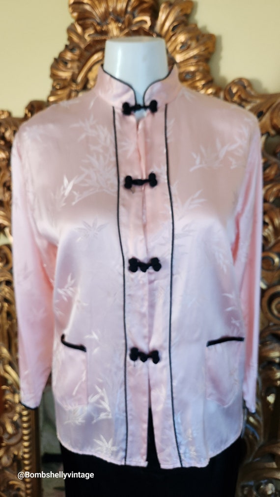 Vintage 50's Pink & Black Asian Inspired Pajamas - image 5