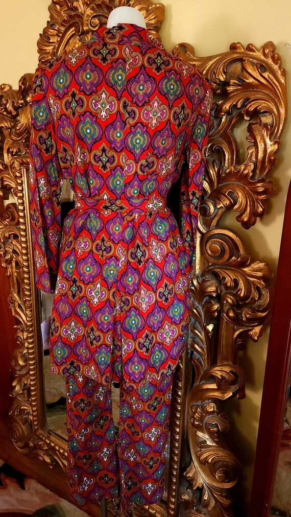 1960's Mod Bell Bottom Pant Suit with Tunic and Belt Gem