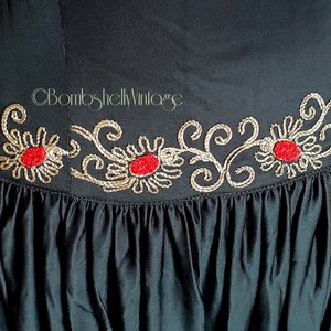 Vintage Early 40's Black Embroidered Evening Gown image 8