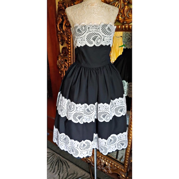 adele black and white dress Adele Silk Midi Dress in Rose Dot Mix Black