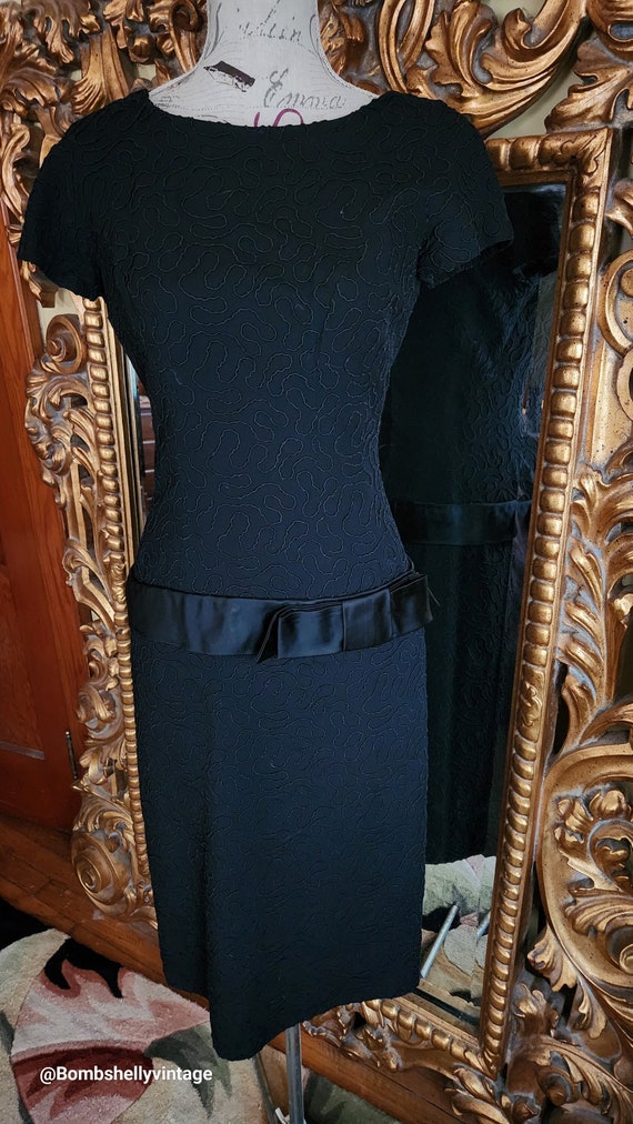 Vintage 50's Henry Lee Black Soutach Drop Waist Wi