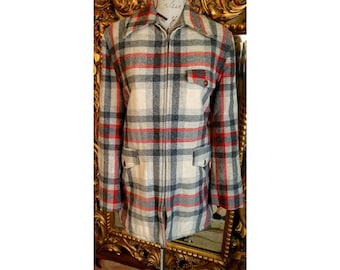 Vintage 50&#39;s Woolrich Plaid Wool Jacket With Belted Back