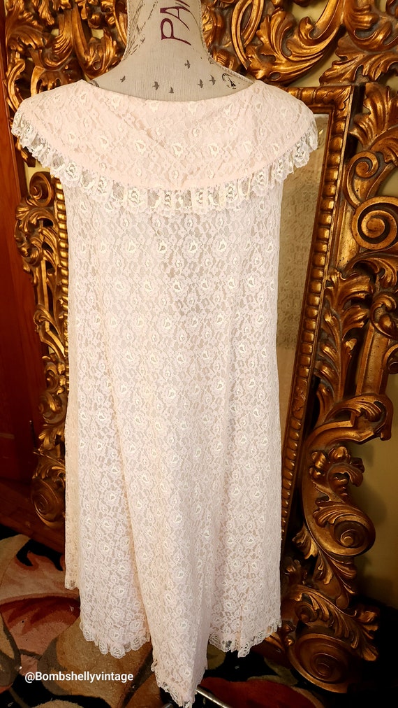 Vintage 50's Sadie for I Magnin Light Pink Lace P… - image 6