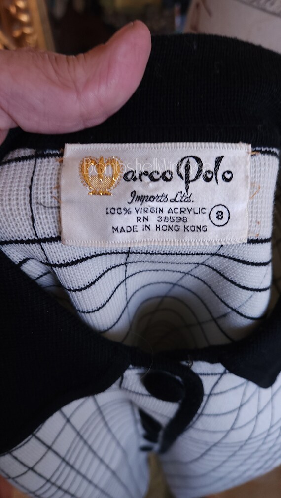 Vintage 60's Marco Polo White and Black Mod Knit … - image 7