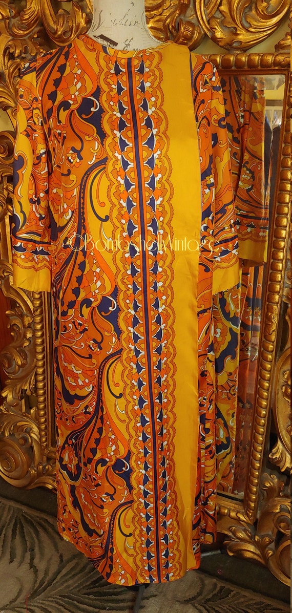 Vintage 60's Kayser Silk Psychedlic Mod Caftan Kaf
