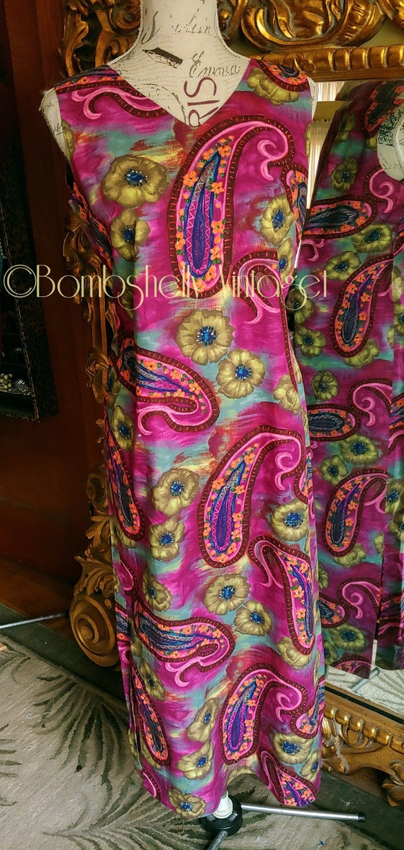 Vintage 60's Keone Sportswear Plum Paisley Hawaiia