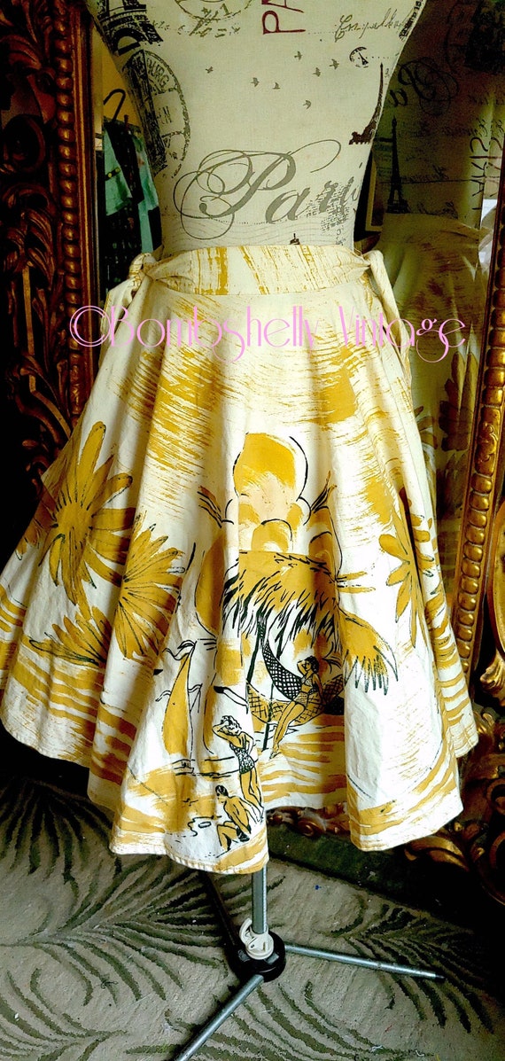 RARE Vintage 50's Hand Painted/Screened Pin Up Tik