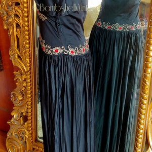 Vintage Early 40's Black Embroidered Evening Gown image 2