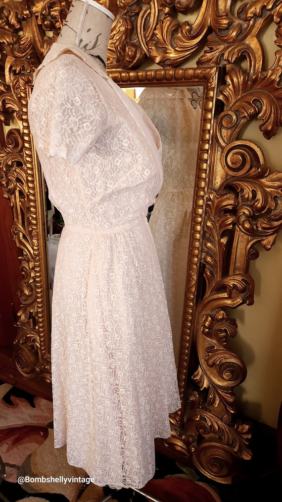 Vintage 50's Sadie for I Magnin Light Pink Lace P… - image 4