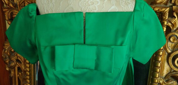 Vintage 1950's Emerald Green Satin Wiggle Dress L… - image 6