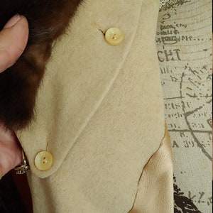 Vintage 1950's Bernhard Altmann House of Cashmere Beige Coat with Brown Mink Collar image 8