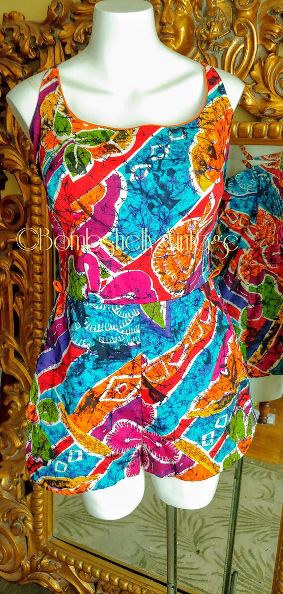 Vintage 60's Cole of California Tiki Play/Swim Sui