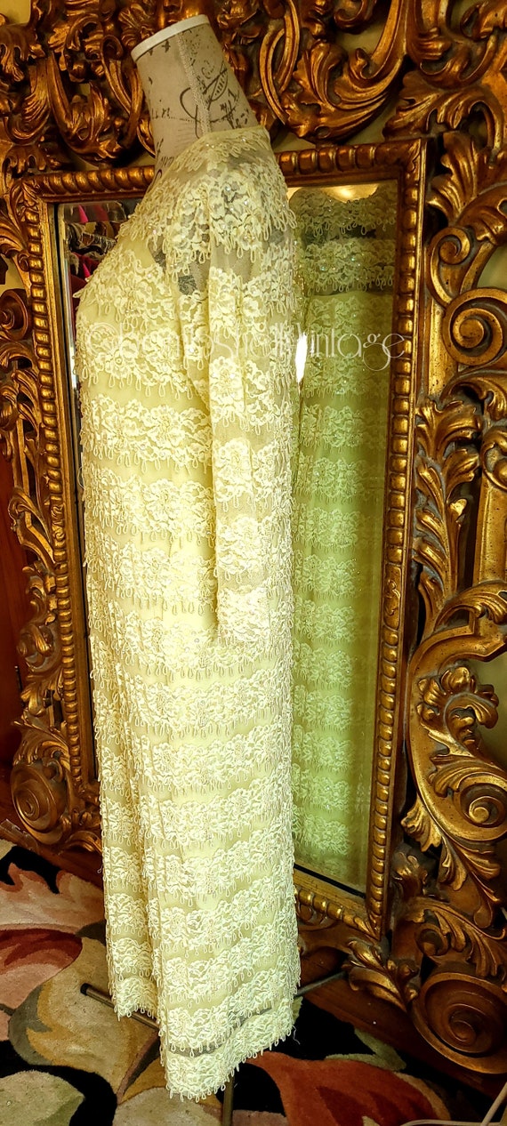 Vintage 60's Miss Elliette Yellow Beaded Sequin L… - image 4