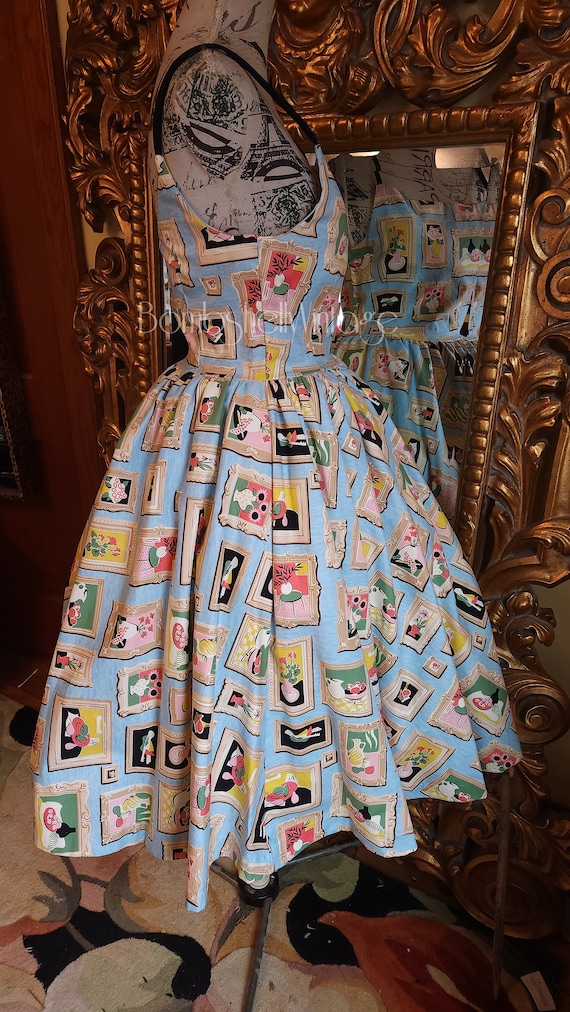 Vintage 50's Reproduction Cotton Novelty Dress - image 2