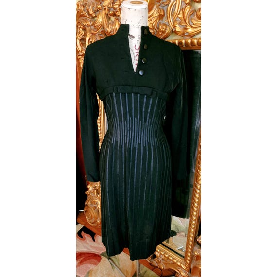 Vintage 50's Designer Oleg Cassini Sexy Black French Ribbon Wiggle Dress -  Etsy