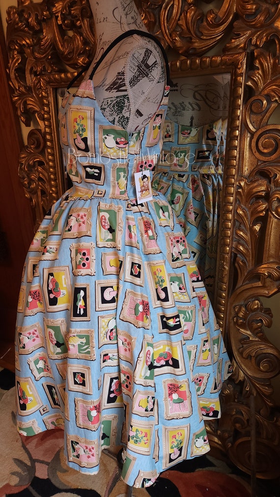 Vintage 50's Reproduction Cotton Novelty Dress - image 4