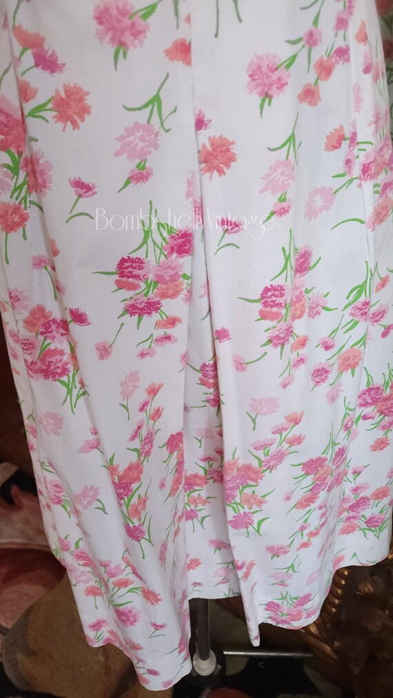 Vintage 60's Pink Cornflower Cotton Day Dress - image 6