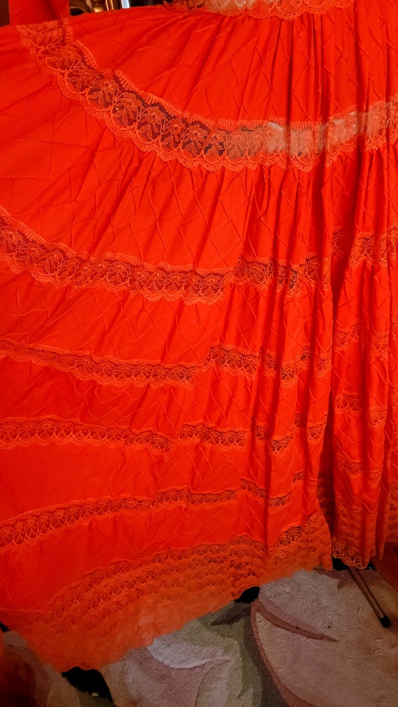 Vintage 60's Orange Mexican Wedding Dress - image 8