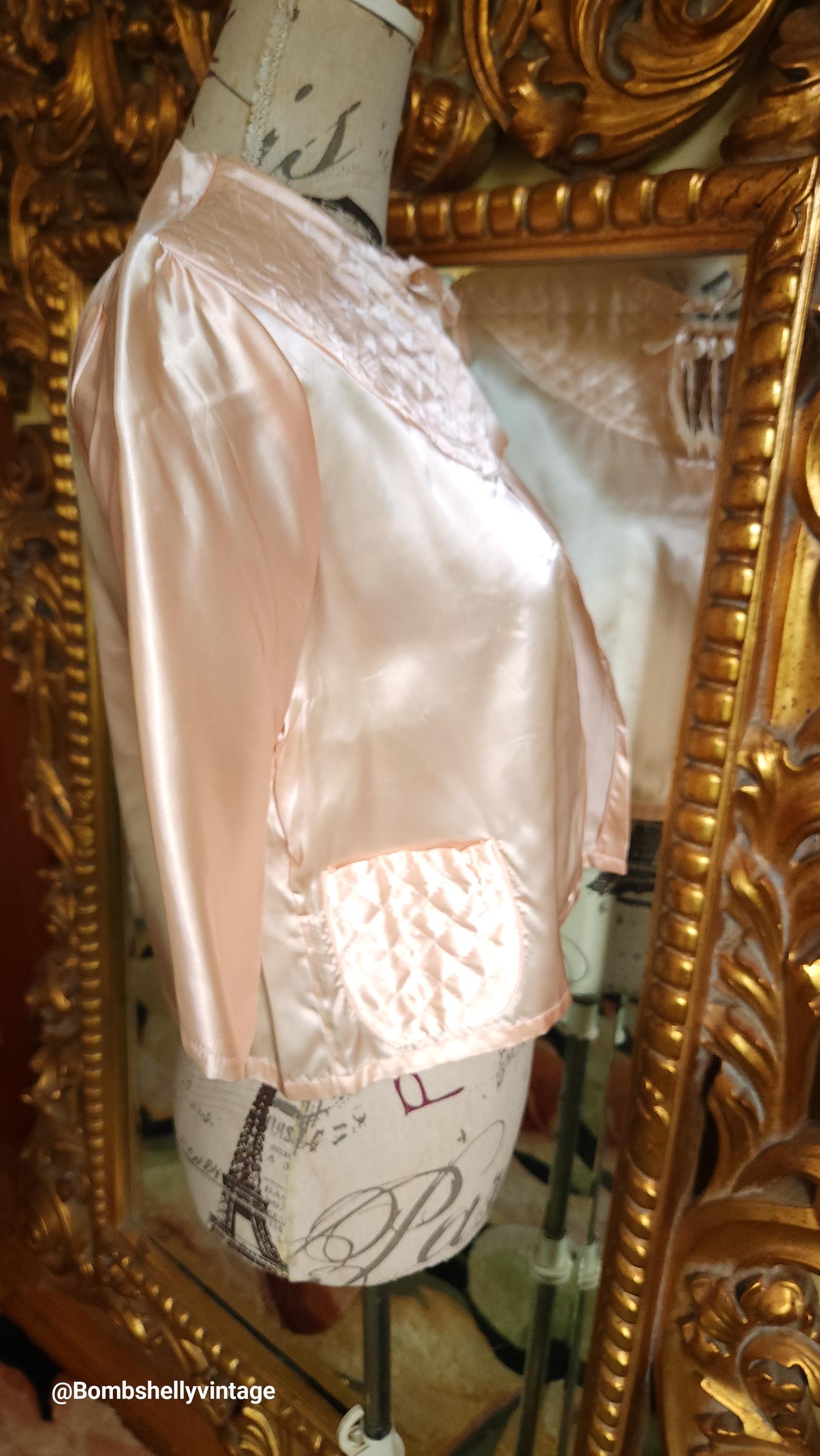 Vintage 40's Style Maid Creation Champaigne Satin Bed Jacket Vintage 40's Style Maid Creation Champaigne Satin Bed Jacket