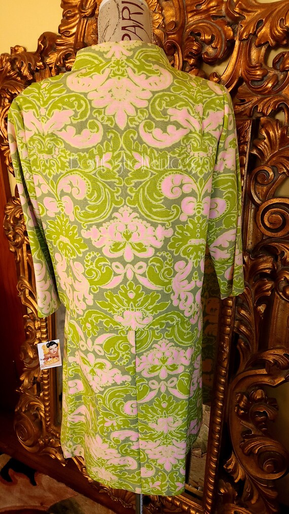 Vintage 60's Pink and Green Abstract Dress Set - image 3