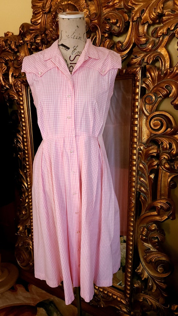 Vintage 60's Bea Young Pink Gingham Check Shirt Wa