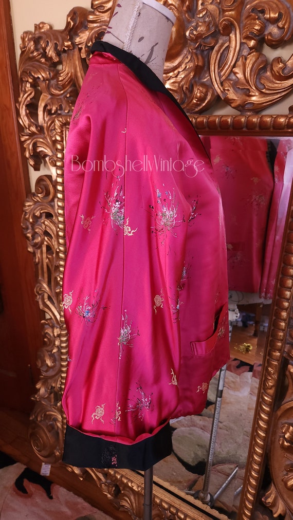 Vintage 60's Pink and Black Reversable Asian Silk… - image 3