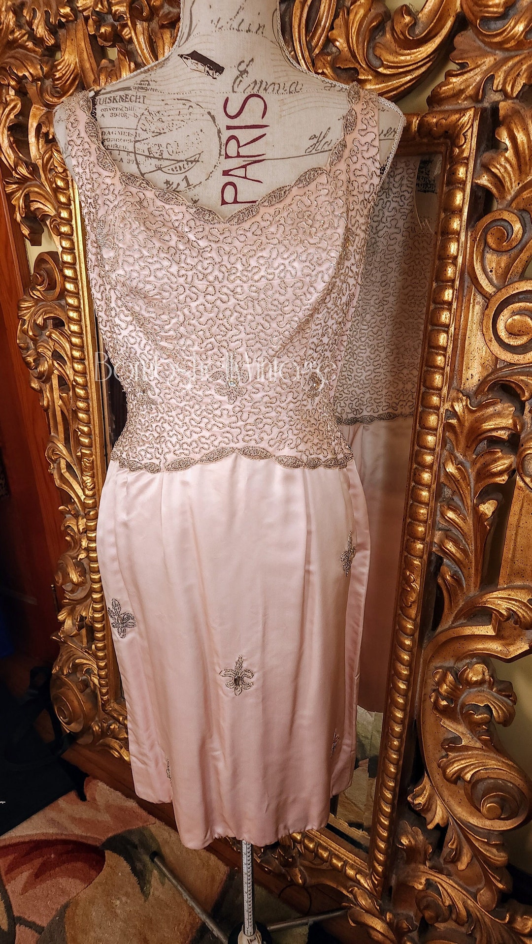 Vintage 1950s Pink Silk Cocktail Dress