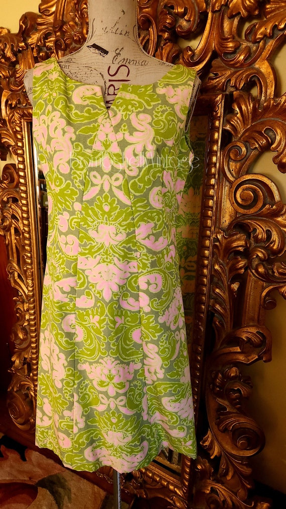 Vintage 60's Pink and Green Abstract Dress Set - image 5