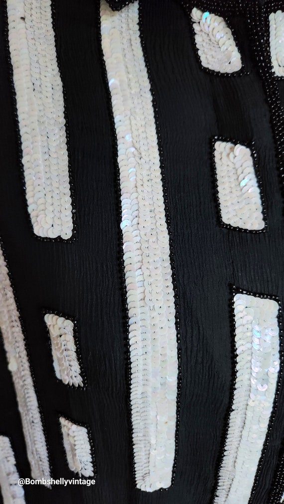 Vintage 80's Evoi Allure Black and White Sequin B… - image 6