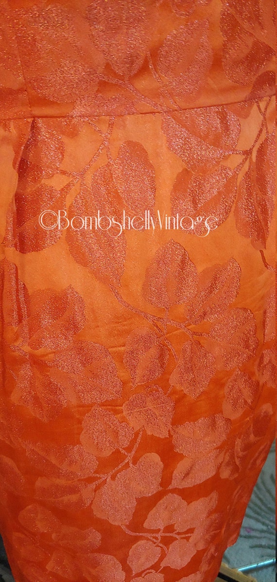 Vintage 50's Young Elegante Firery Orange Satin B… - image 6