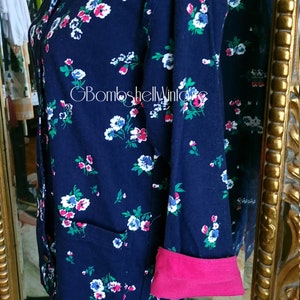 Vintage 80's Heartstrings Floral Denim Skirt Suit with Corduroy Strim image 4