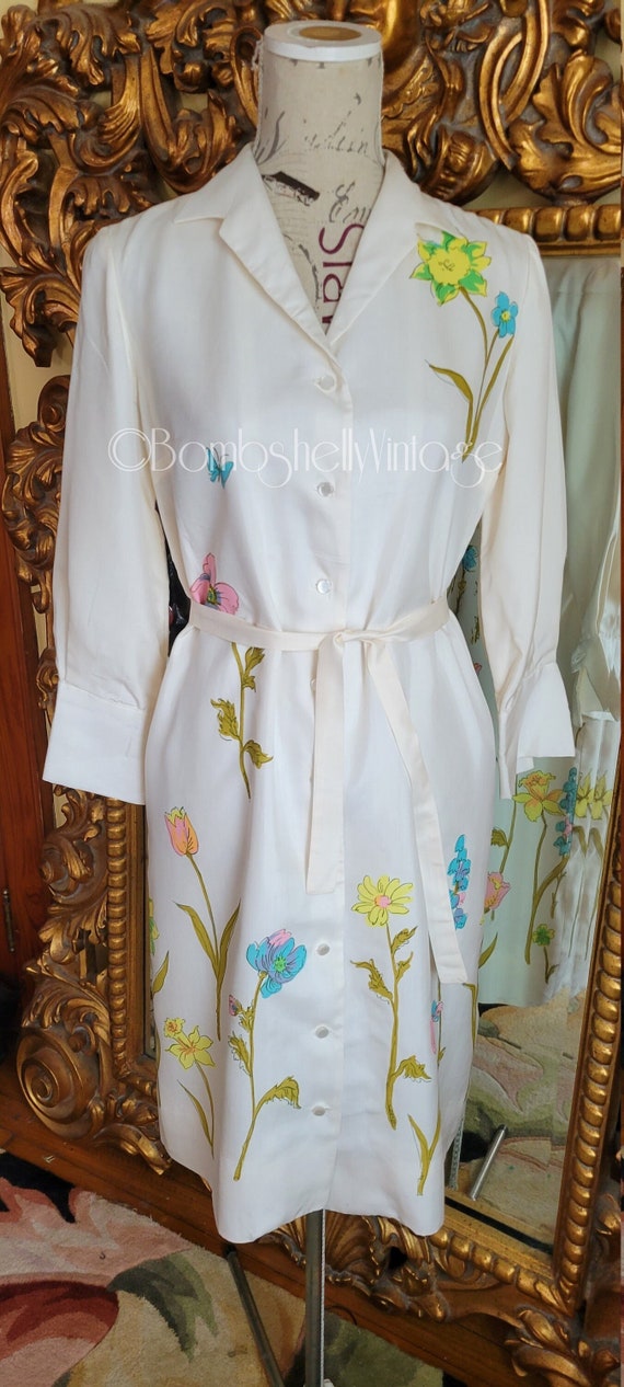 Vintage 60's Miss Serbin Mod Floral Shirtdress - image 1