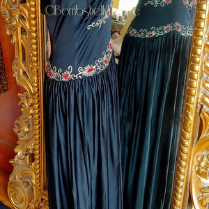 Vintage Early 40's Black Embroidered Evening Gown image 4