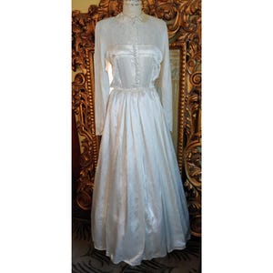 Vintage 1948 White Satin and Lace Bridal Gown