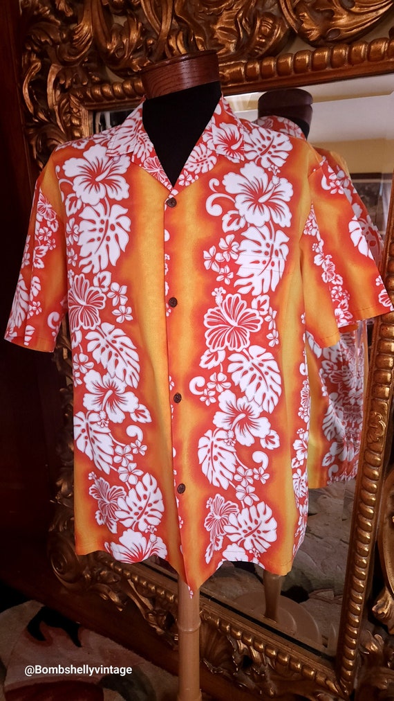 Vintage 70's Royal Creations Orange Floral Hawaiia