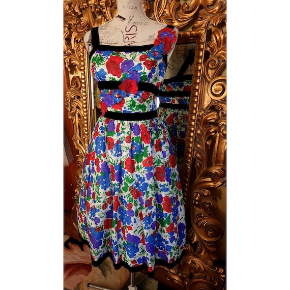 blue dress with red flowers Elliot Floral Print Midi Dress Blue/Red | Wedding Guest Dress main image 1