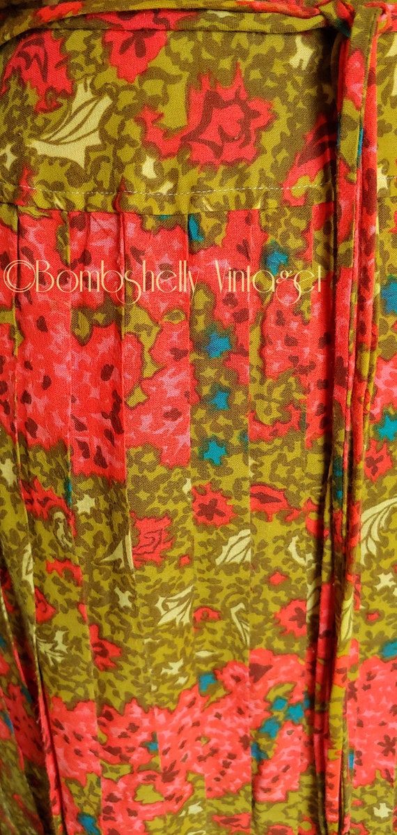 Vintage 60's Ainr Jr. Abstract Red Paisley Pleate… - image 6