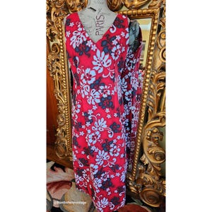 Vintage 80er Jahre Hoku Rot Floral Hawaii Kleid Plus Size Volup