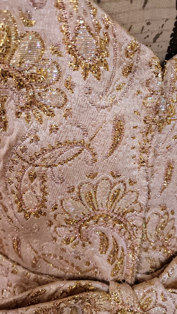 Vintage 60s Montaldos Pale Pink Silk Brocade Gown… - image 6