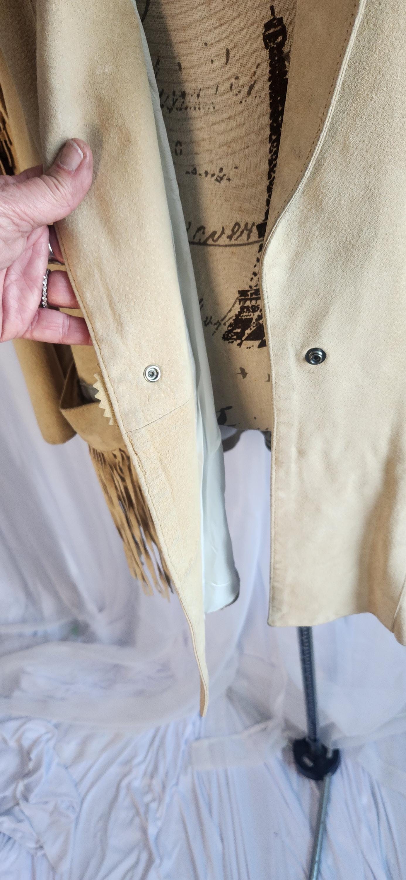 Vintage 80's Frontier Collection Beige Suede Fringe Western Jacket