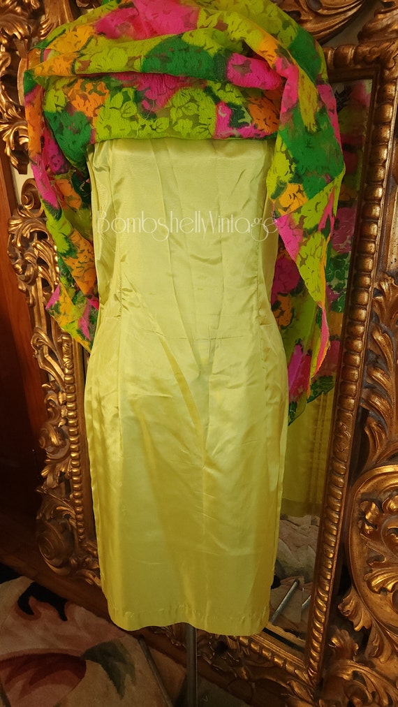 Vintage 60's Neon Flocked Mod Shift Dress - image 8